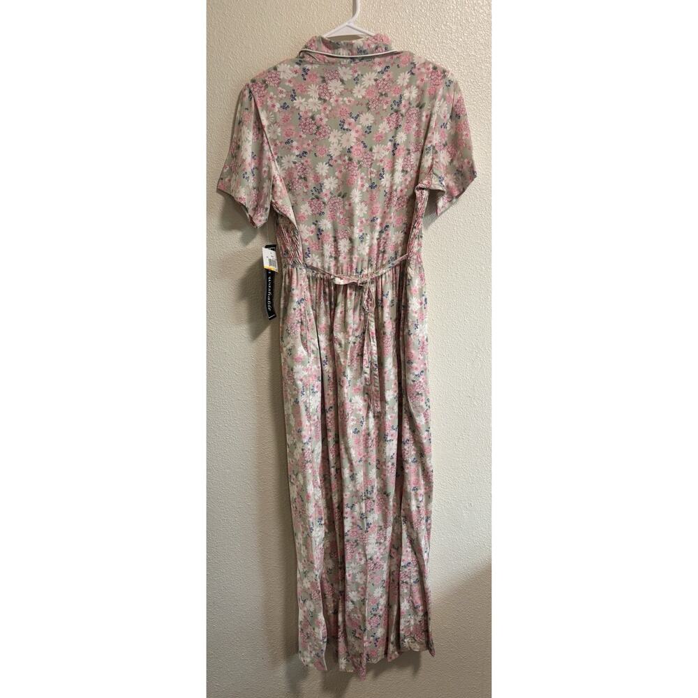 Vintage Erika Midi Dress 90’s Floral Smocked Button Front Tie Waist NWT Size M - Picture 3 of 11